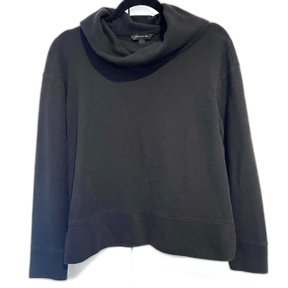 Banana Republic Cowl Neck Ribbed Sweater - Black, Size Small